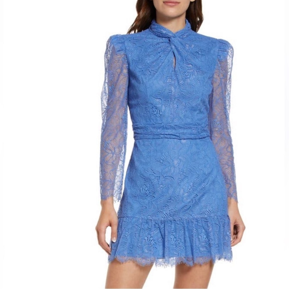 SAYLOR Revolve Periwinkle Blue Jayme Lace Long Sleeve Dress Sz XS